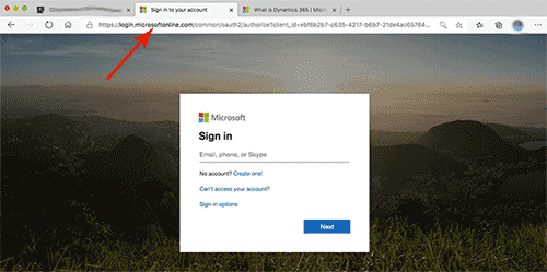 Dynamics 365 keeps opening the sign in page in the new tab